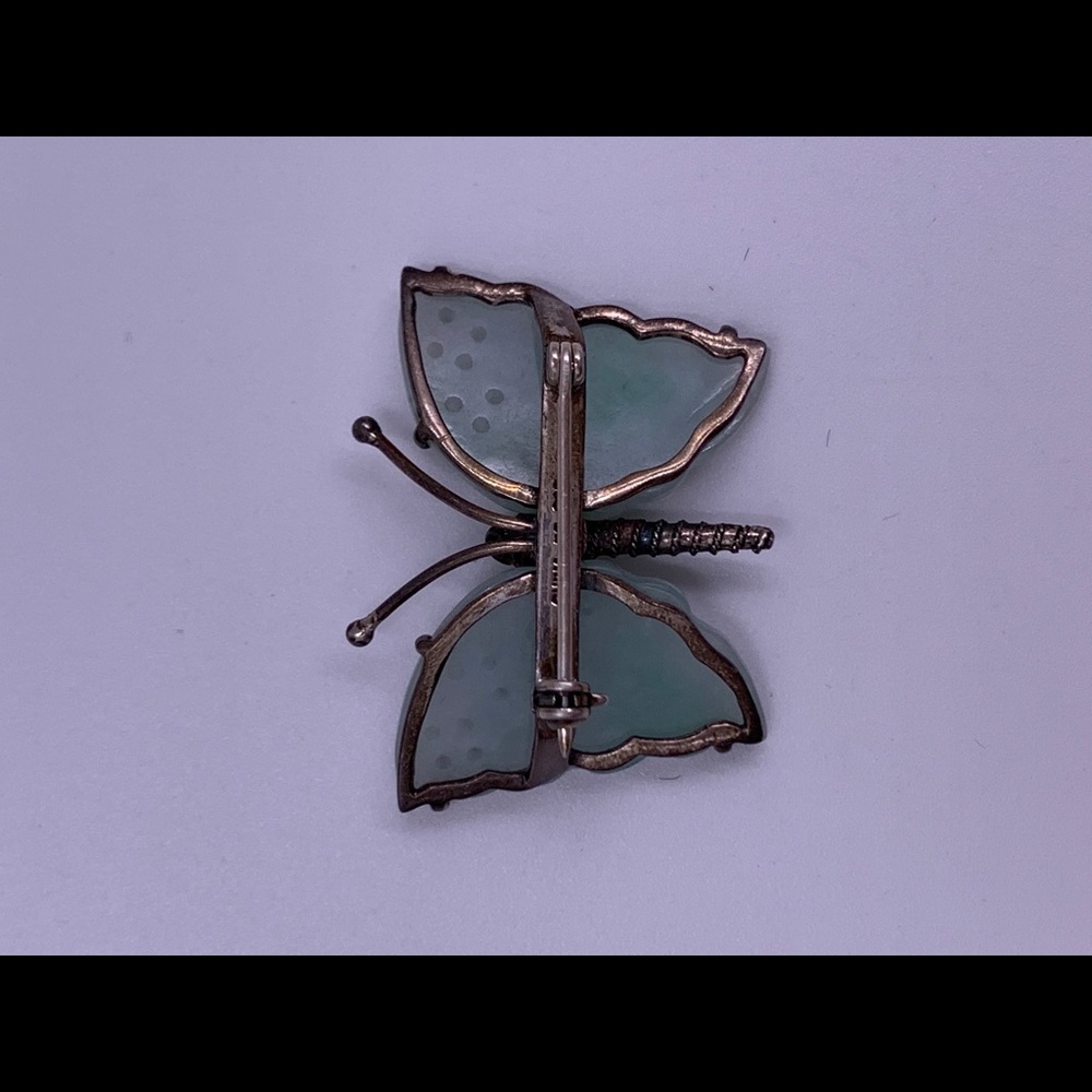 Vintage Jade on Silver Silver Brooch